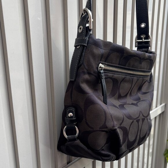 COACH F15067 Vintage Y2K Black Monogram Canvas Crossbody Bag - Picture 3 of 10